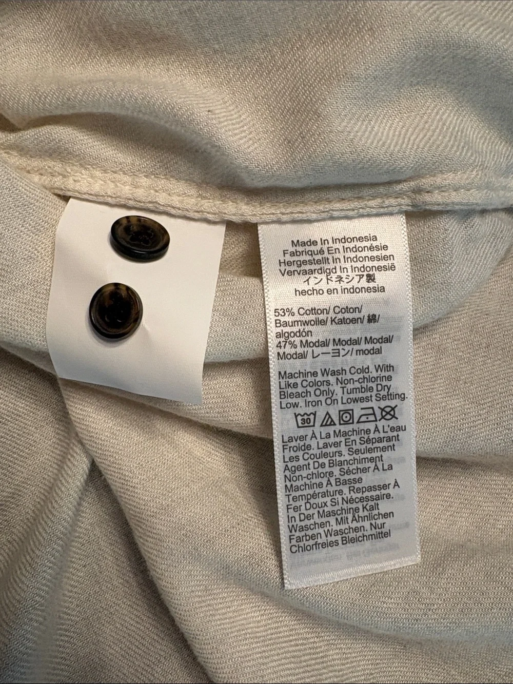 Madewell Stand-Collar Button-Up Shirt in Flannel ivory women’s Size M NWT
